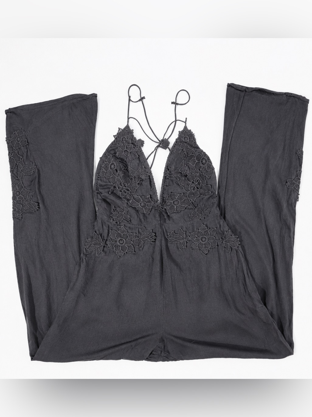 For Love & Lemons Black Lace Halter Jumpsuit - Small